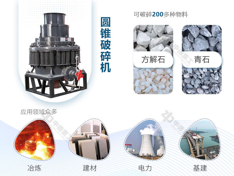 圓錐破能處理多種物料，且應(yīng)用領(lǐng)域廣泛